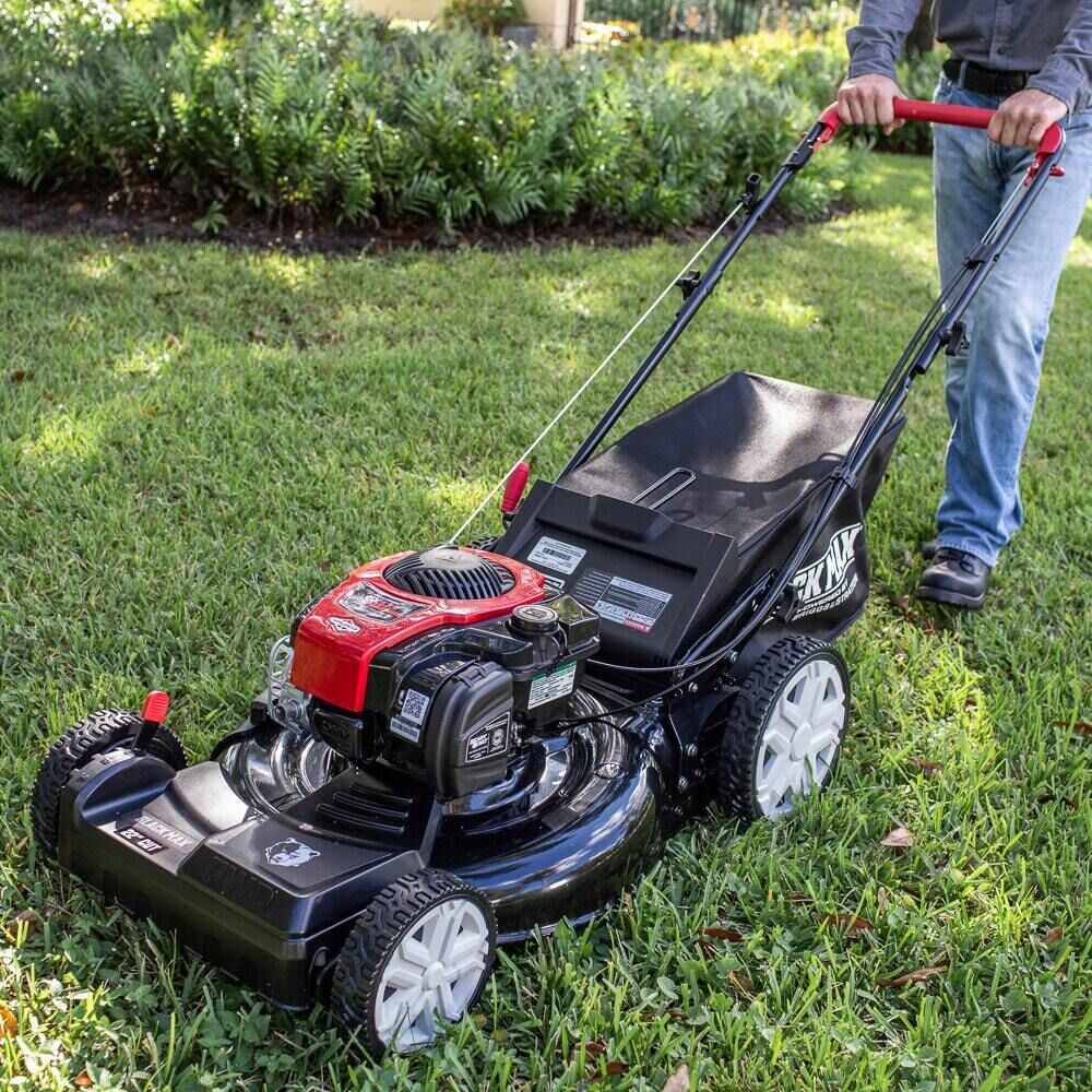 Green and black online lawn mower